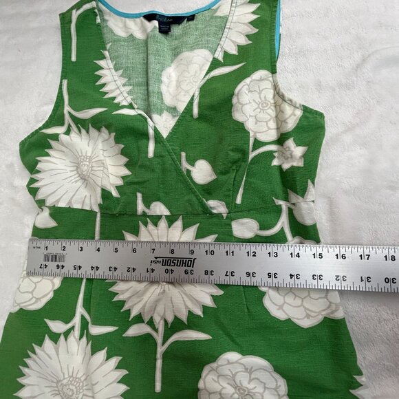 Boden Womens Green White Floral Sleeveless Cotton Shift Dress 10L V-Neck WH133 - Picture 9 of 10